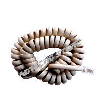 Cordon téléphonique spirale ivoire 4 pôles
