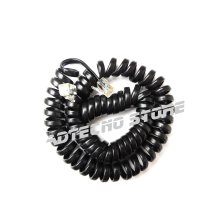 4-pole black coiled telephone cord