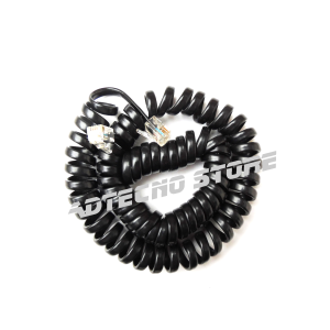 4-pole black coiled telephone cord