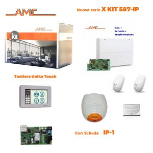 AMC Kit 587 Unidad de control de 8/24 zonas con teclado Unika y módulo IP 