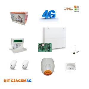AMC Komplettes zentrales KIT C24GSM PLUS + K-LCD Sprach- + Sensoren, Sirenen