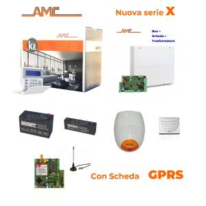 AMC Kit X824GPRS Unidad de control de 8/24 zonas con teclado KBLUE y módulo GPRS 