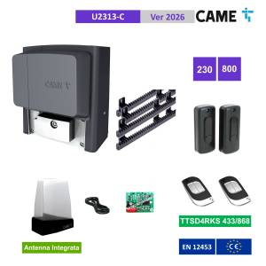 CAME U2313 CN kit deslizante hasta 800 Kg con rack CGZP de 4 mt