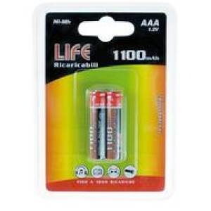 BATTERIA ministilo NI-MH AAA 1100mAh 2 pezzi BL.2 LIFE